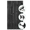 Tuindeur Privacy grenen zwart gespoten - 90x195cm | RVS inbouwslotset SKG + duimen en ogen