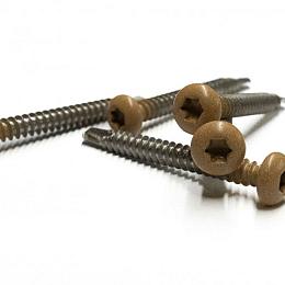 Rvs schroef met gekleurde top voor ntw castellation pro, set a 50 stuks incl. bit, red cedar.