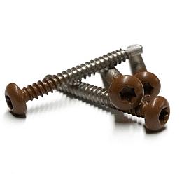 Rvs schroef met gekleurde top voor ntw castellation pro, set a 50 stuks incl. bit, teak.