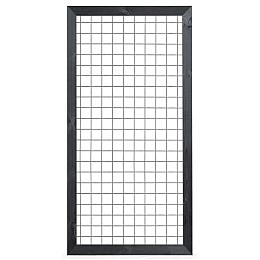 Gaaselement vuurverzinkt maaswijdte 7,5 x 7,5 cm met robuust kader grenen zwart gespoten 4,4 x 6,8 c