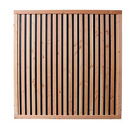 Douglas geschaafd rhombus plankenscherm met zwarte binnenkant, 180x180 cm, zwart/onbehandeld.