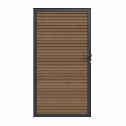Newtechwood co-extrusie composiet deur in aluminium frame, horizontaal triple, 100x195 cm, teak.