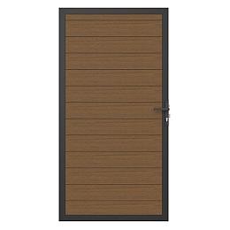 Newtechwood co-extrusie composiet deur in aluminium frame, horizontaal, 100x195 cm, teak.