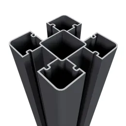 Newtechwood aluminium sleufpaal, met paalkap en paalhouder, 8x8x190 cm, zwart.