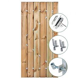 Tuindeur Privacy grenen groen geïmpregneerd met RVS inbouwslotset 120x195 cm