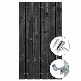 Tuindeur zwart gespoten Privacy + rvs inbouwslotset 195x90 cm