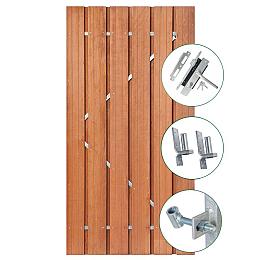 Tuindeur Privacy hardhout met RVS inbouwslotset 120x195 cm