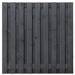 Tuinscherm Koblenz, zwart gespoten vuren, RVS-geschroefd, 21-planks (19+2) 180x180 cm