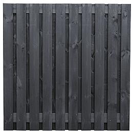 Tuinscherm Stuttgart, zwart gespoten vuren, RVS-geschroefd, 21-planks (19+2) 180x180 cm