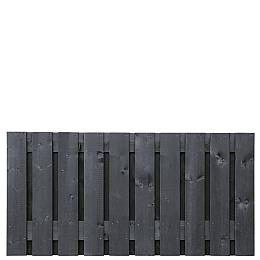 Tuinscherm Stuttgart, zwart gespoten vuren, RVS-geschroefd, 21-planks (19+2) 180x90 cm