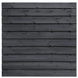 Grenen tuinscherm zwart gespoten geschaafd horizontaal 21 planks (19+2) 180x180cm