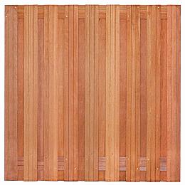 Tuinscherm Harlingen, keruing hardhout, RVS-geschroefd, 19-planks (17+2) 180x180 cm