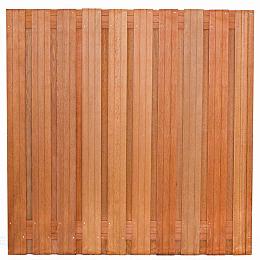 Tuinscherm Dronten, keruing hardhout, RVS-geschroefd, 21-planks (19+2) 180x180 cm