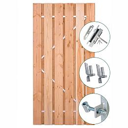 Tuindeur douglas - 120x195cm | RVS inbouwslotset SKG + duimen en ogen