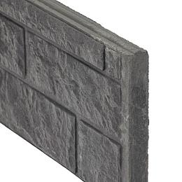 Beton-motiefplaat antraciet - H36xD3.5xL180cm rotsmotief - uitsluitend voor sleufpaal