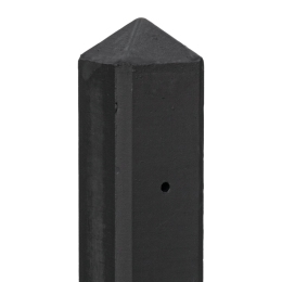 Betonpaal antraciet gecoat diamantkop - 10.0x10.0x280cm kabeldoorvoer Scherm 180 cm - IJssel-serie