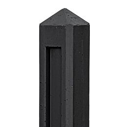 Betonpaal antraciet gecoat diamantkop - 10x10x145cm tussenmodel - Hunze-serie