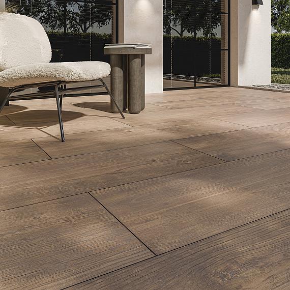 Keramische tegel Woodlook Ronco Dark 40x120x3 cm