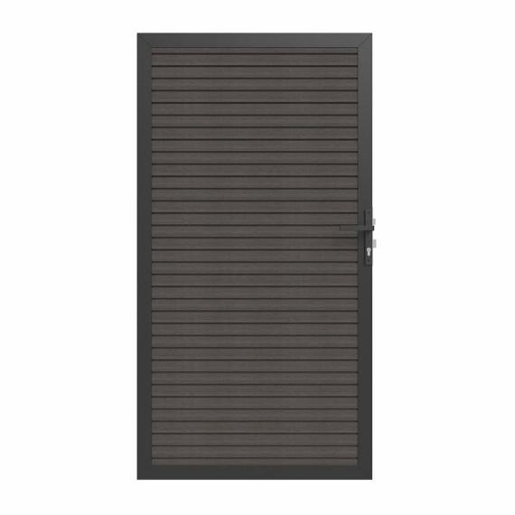 Newtechwood co-extrusie composiet deur in aluminium frame, horizontaal triple, 100x195 cm, silver gr