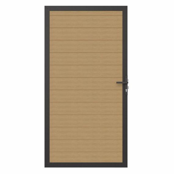 Newtechwood co-extrusie composiet deur in aluminium frame, horizontaal, 100x195 cm, red cedar.