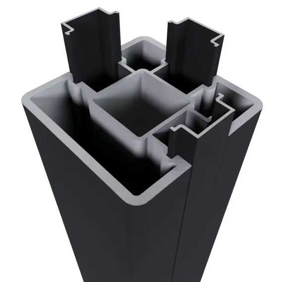 Newtechwood aluminium poortpaalset, 2 stuks met paalkap, 8x8x270 cm, zwart.