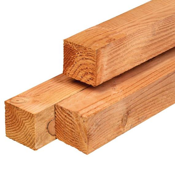 Lariks/Douglas palen ongedroogd 9.0x9.0x300cm fijnbezaagd