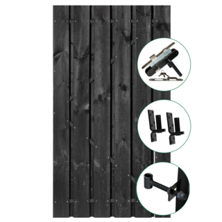 Tuindeur zwart gespoten Privacy + rvs inbouwslotset 195x90 cm