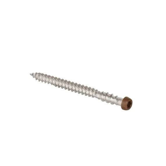 Rvs schroef met gekleurde top voor ntw terrasplanken, set a 100 stuks incl. bit, ipé.