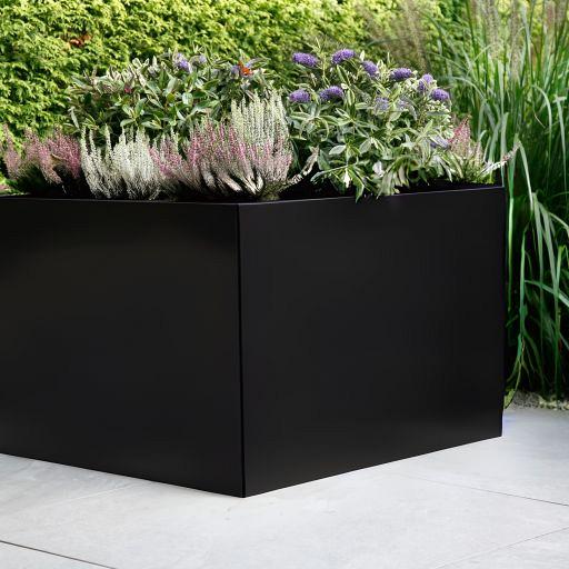 MBBZ Metalen bloembak vlak grafiet Zwart 30x90