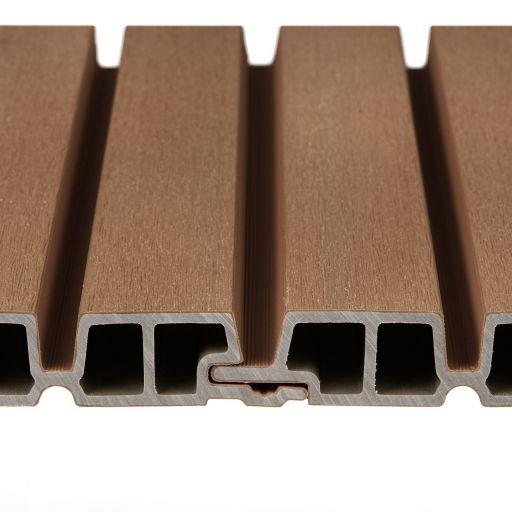 PuraTech 55 composiet dubbel profiel 3,3x17x290 cm, teak, fijne houtnerf