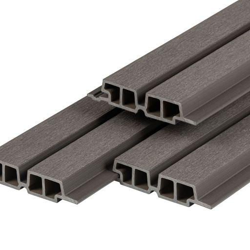 PuraTech 55 composiet dubbel profiel 3,3x17x390 cm, dark grey, fijne houtnerf