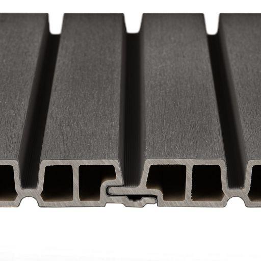PuraTech 55 composiet dubbel profiel 3,3x17x390 cm, dark grey, fijne houtnerf