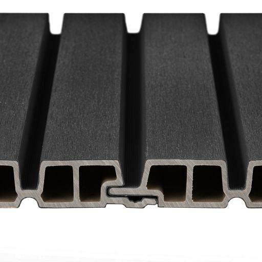 PuraTech 55 composiet dubbel profiel 3,3x17x390 cm, ebony black, fijne houtnerf