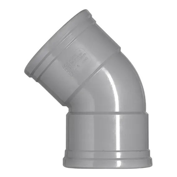 Pvc hwa 110 mm SN8 45 graden bocht 2x manchet