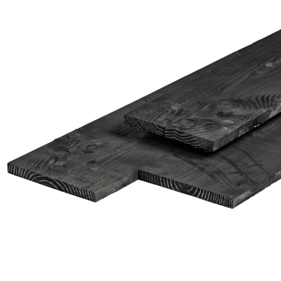 Douglas kantplank, zwart geïmpregneerd, ongedroogd, fijn bezaagd 2,2x20x400 cm