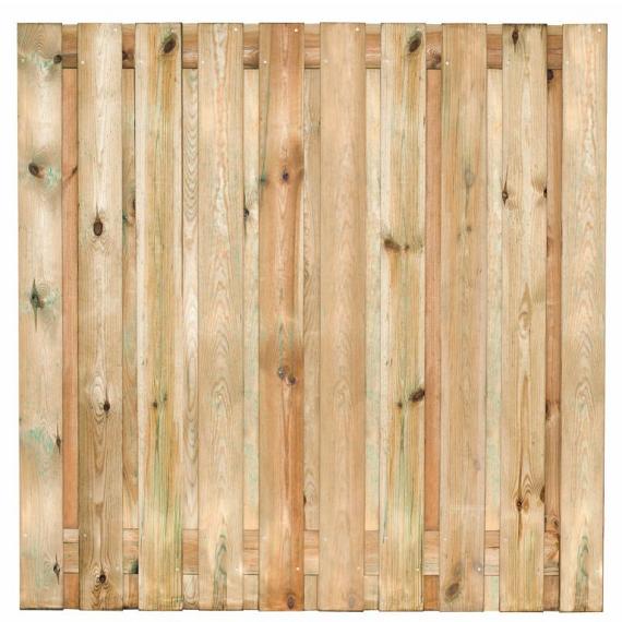 Tuinscherm Enschede, groen geïmpregneerd grenen, RVS-geschroefd, 21-planks (19+2) 180x180 cm