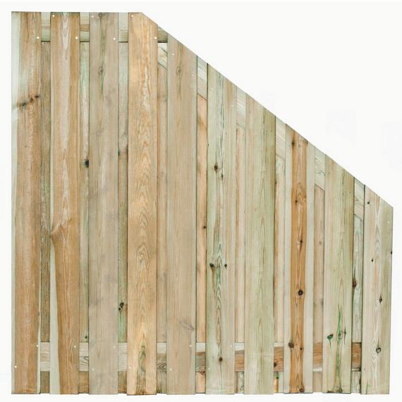 Tuinscherm Enschede verloop, groen geïmpregneerd grenen, RVS-geschroefd, 21-planks (19+2) 180x180/90