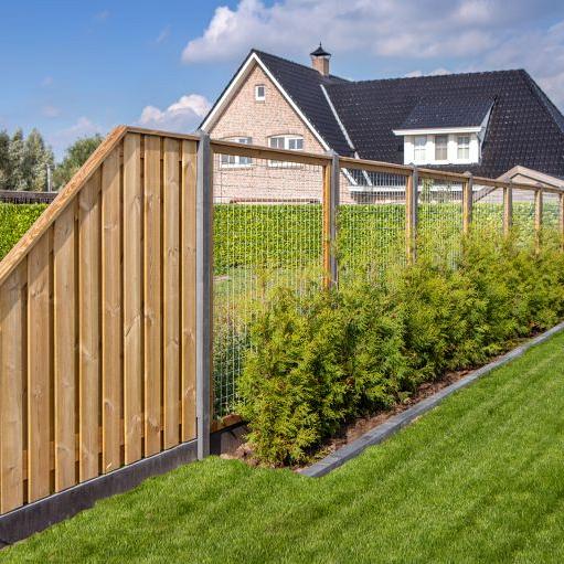 Tuinscherm Enschede verloop, groen geïmpregneerd grenen, RVS-geschroefd, 21-planks (19+2) 180x180/90