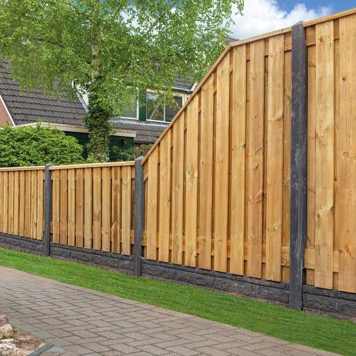 Tuinscherm Enschede verloop, groen geïmpregneerd grenen, RVS-geschroefd, 21-planks (19+2) 180x180/90