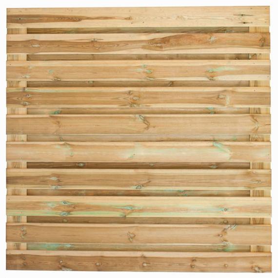Tuinscherm Breda, groen geïmpregneerd grenen, RVS-geschroefd, horizontaal, 21-planks (19+2) 180x180 