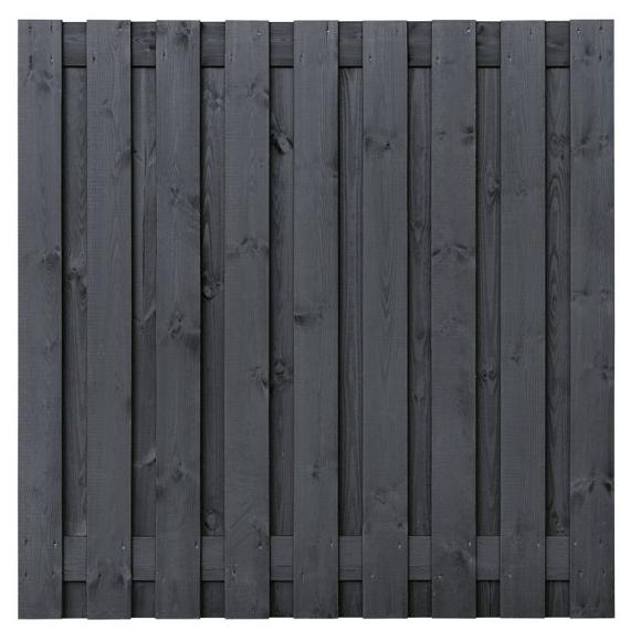 Tuinscherm Koblenz, zwart gespoten vuren, RVS-geschroefd, 21-planks (19+2) 180x180 cm