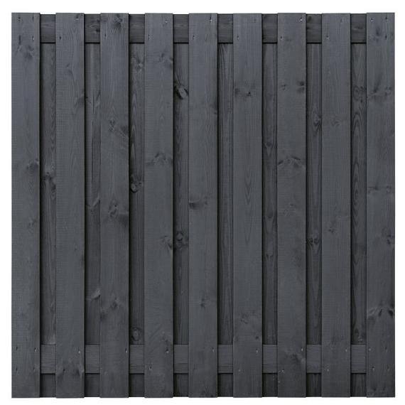 Tuinscherm Koblenz, zwart gespoten vuren, RVS-geschroefd, 21-planks (19+2) 180x180 cm