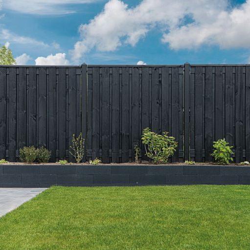 Grenen tuinscherm zwart gespoten geschaafd 21 planks (19+2) 180x180cm