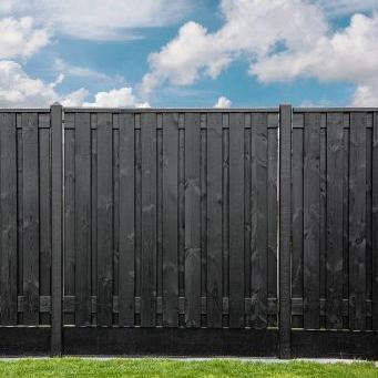 Grenen tuinscherm zwart gespoten geschaafd 21 planks (19+2) 180x180cm