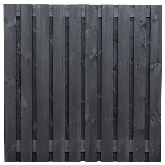 Tuinscherm Stuttgart, zwart gespoten vuren, RVS-geschroefd, 21-planks (19+2) 180x180 cm