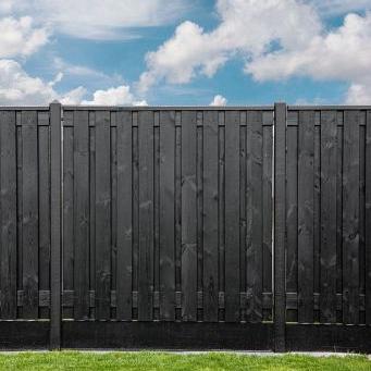 Tuinscherm Stuttgart, zwart gespoten vuren, RVS-geschroefd, 21-planks (19+2) 180x180 cm