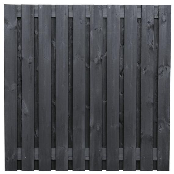 Tuinscherm Stuttgart, zwart gespoten vuren, RVS-geschroefd, 21-planks (19+2) 180x180 cm