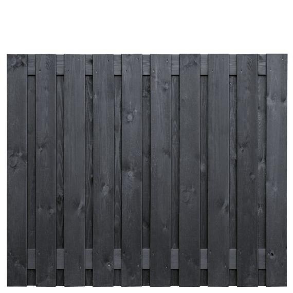 Tuinscherm Stuttgart, zwart gespoten vuren, RVS-geschroefd, 21-planks (19+2) 180x150 cm