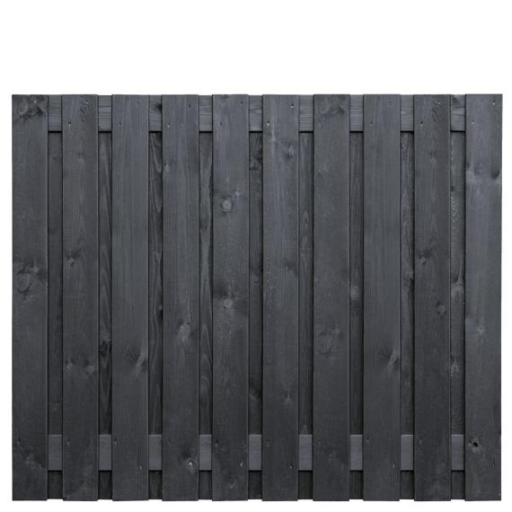 Tuinscherm Stuttgart, zwart gespoten vuren, RVS-geschroefd, 21-planks (19+2) 180x150 cm