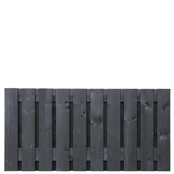 Tuinscherm Stuttgart, zwart gespoten vuren, RVS-geschroefd, 21-planks (19+2) 180x90 cm